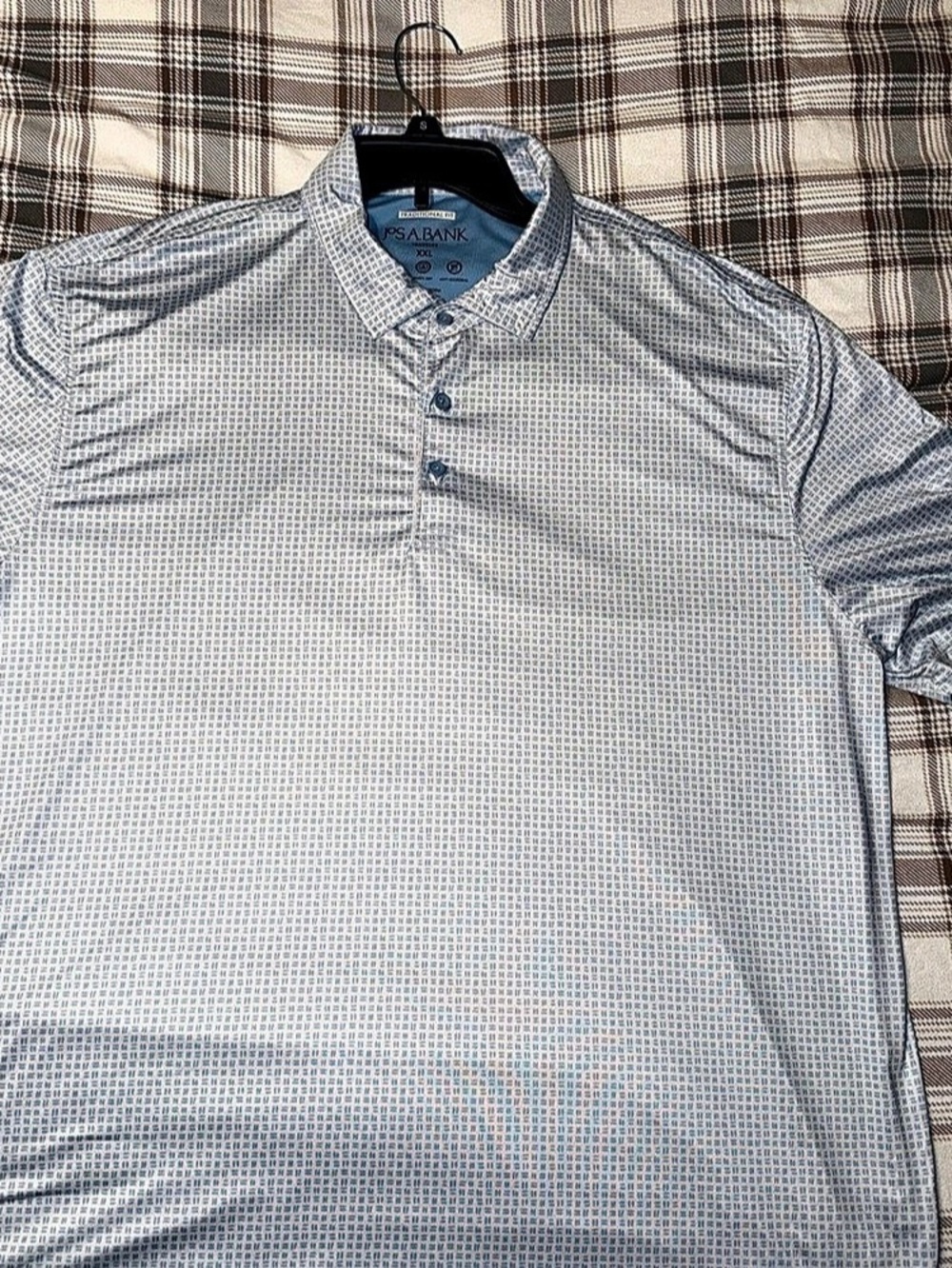 JOS. A. BANK Traveler Traditional Fit Polo in White & Blue XXL